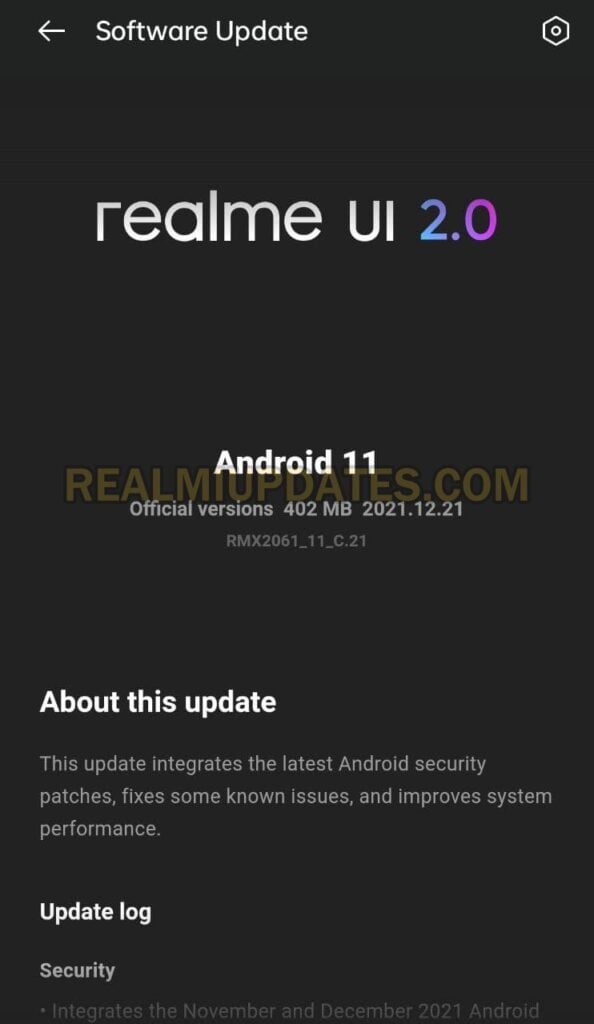 Realme 6 Pro December 2021 Security Update Screenshot - RealmiUpdates.Com