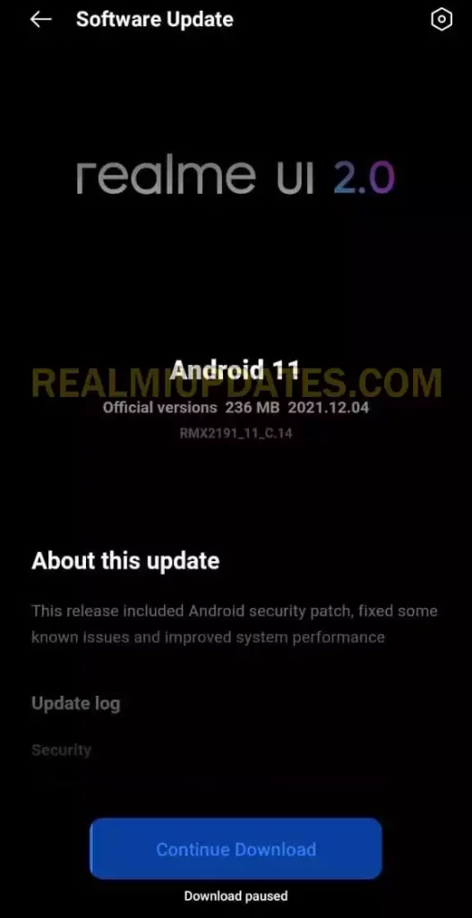 Realme Narzo 20 December 2021 Security Update Screenshot - RealmiUpdates