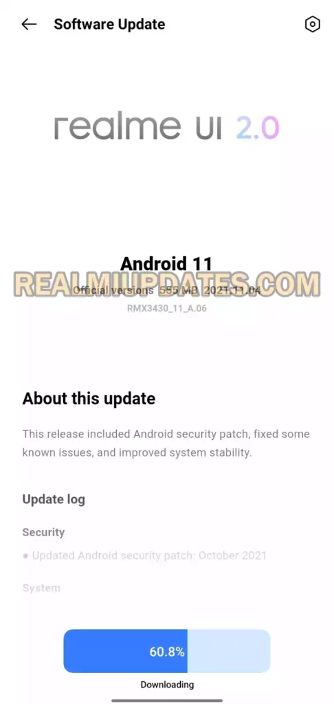 Realme Narzo 50A October 2021 Security Update Screenshot - RealmiUpdates.Com