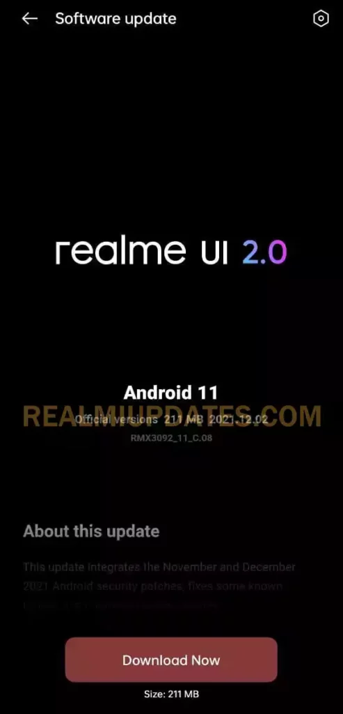 Realme X7 5G December 2021 Security Update Screenshot - RealmiUpdates.Com