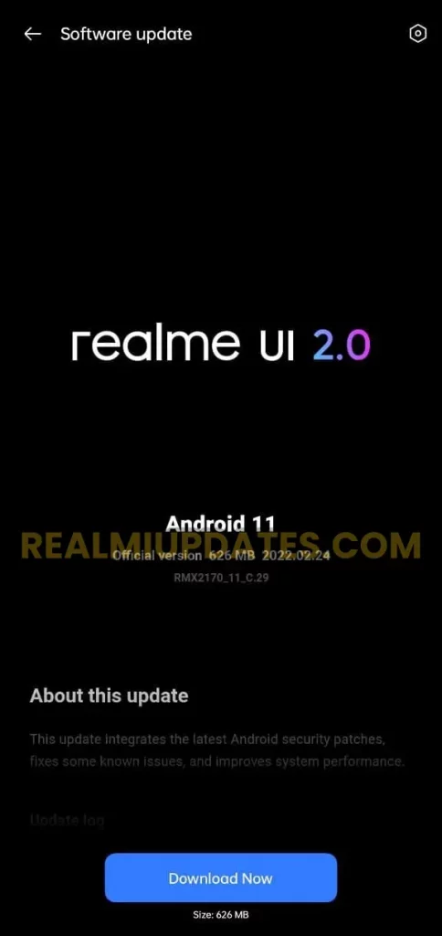 Realme 7 Pro February 2022 Security Update Screenshot - RealmiUpdates.Com