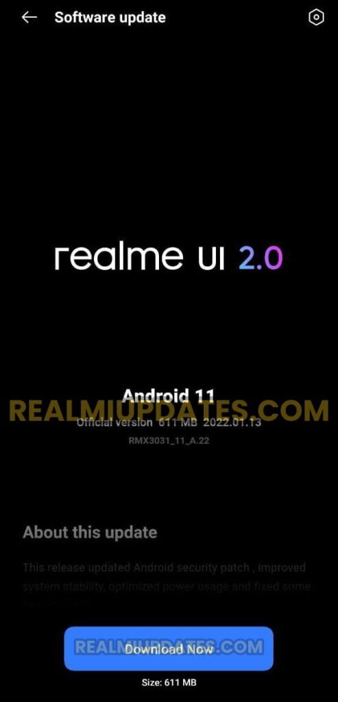 Realme X7 Max January 2022 Security Update Screenshot - RealmiUpdates.Com