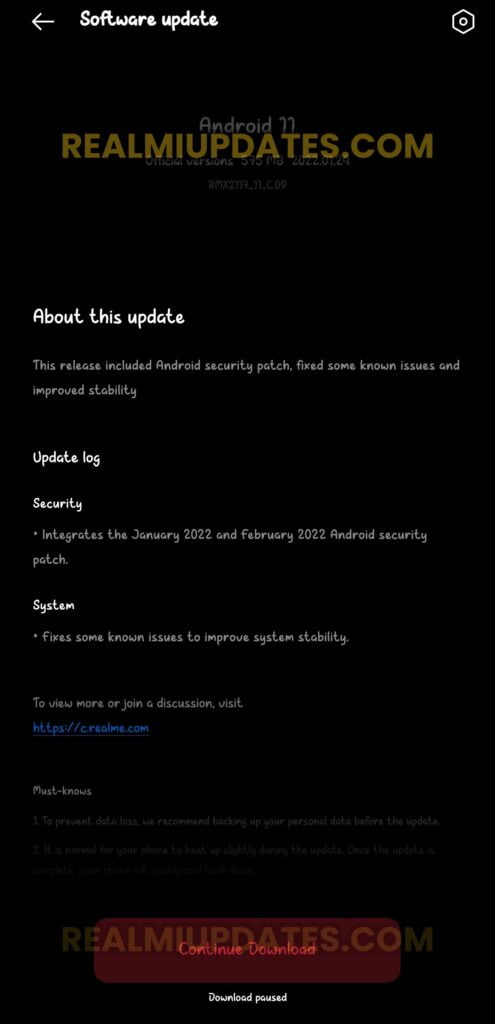 Realme Narzo 30 Pro February 2022 Security Update Screenshot - RealmiUpdates.Com