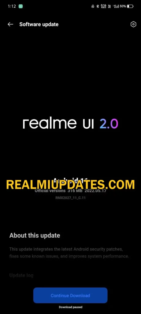 Realme C3 May 2022 Security Update Screenshot - RealmiUpdates.Com