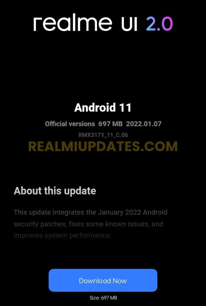Realme Narzo 30A January 2022 Security Update Screenshot - RealmiUpdates.Com