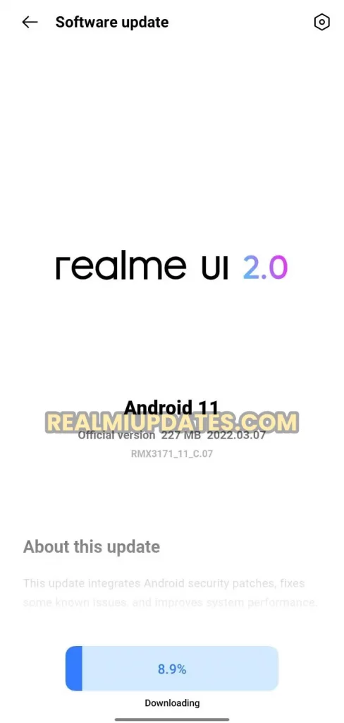 Realme Narzo 30A March 2022 Security Update Screenshot - RealmiUpdates.Com
