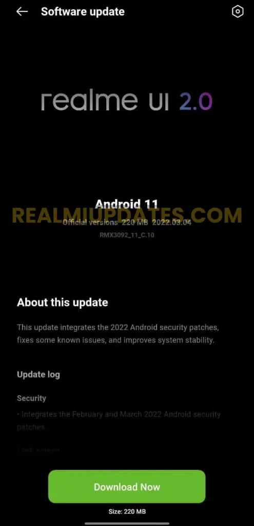 Realme X7 March 2022 Security Update Screenshot - RealmiUpdates.Com
