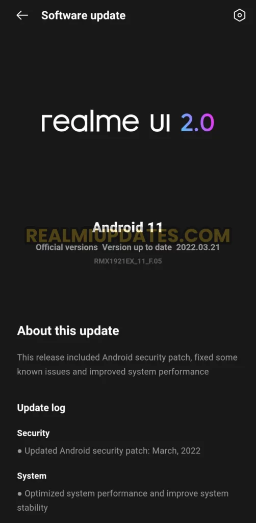 Realme XT March 2022 Security Update Screenshot - RealmiUpdates.Com
