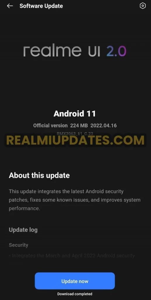 Realme 6 Pro April 2022 Security Update Screenshot - RealmiUpdates.Com