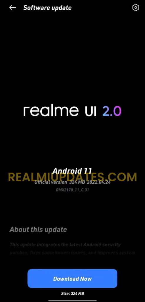 Realme 7 Pro April 2022 Security Update Screenshot - RealmiUpdates.Com