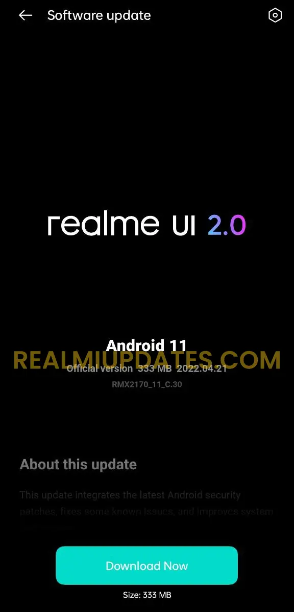 Realme 7 Pro April 2022 Security Update Screenshot (Region: India) - RealmiUpdates.Com