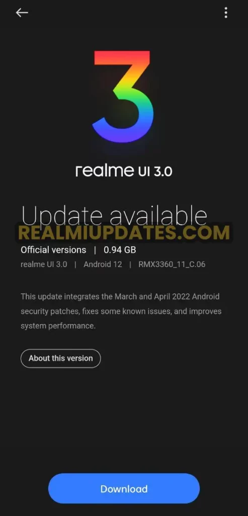 Realme GT Master Edition April 2022 Security Update Screenshot - RealmiUpdates.Com