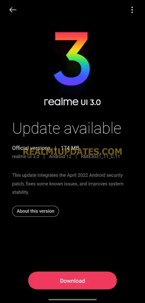 Realme X7 Max April 2022 Security Update Screenshot - RealmiUpdates.Com