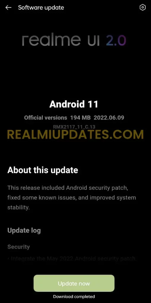 Realme Narzo 30 Pro May 2022 Security Update Screenshot - RealmiUpdates.Com