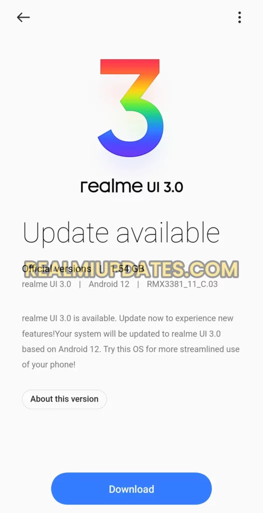 Realme 8s 5G Android 12 Realme UI 3.0 Stable Update Screenshot - RealmiUpdates.Com