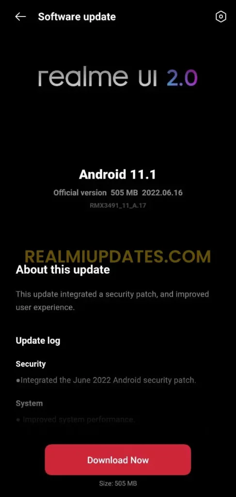 Realme 9i June 2022 Security Update Screenshot - RealmiUpdates.Com