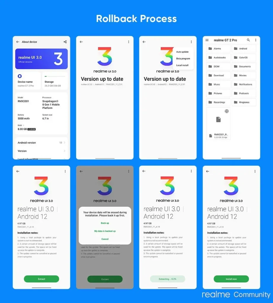 How to RollBack In Android 12 Realme UI 3.0