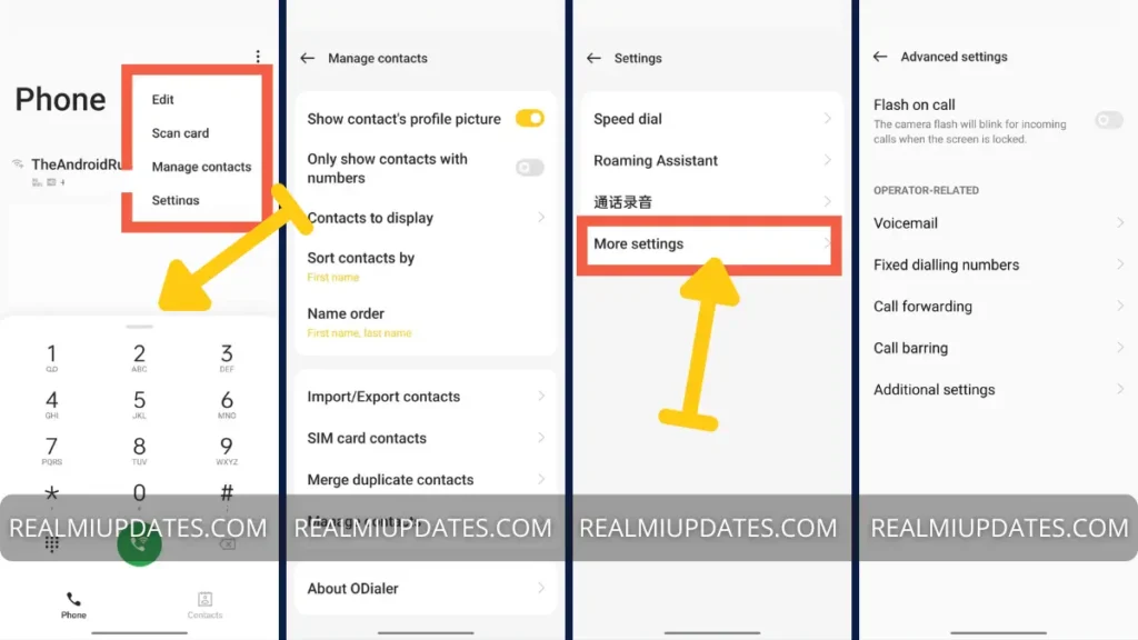 ODialer App Manage Contacts Options, More Settings & More - RealmiUpdates