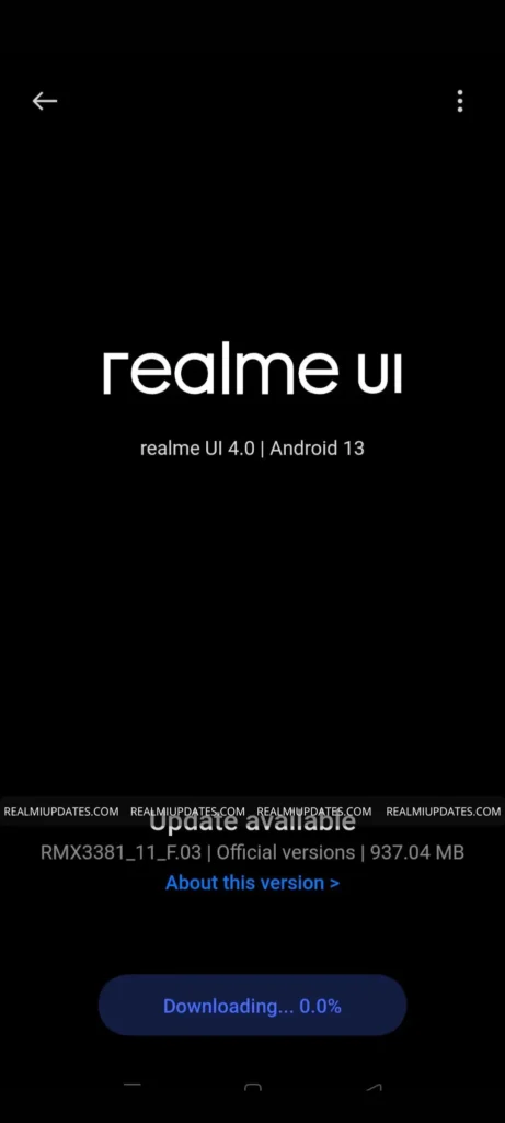 Realme 8s 5G Android 13 Realme UI 4.0 Update Screenshot - RealmiUpdates